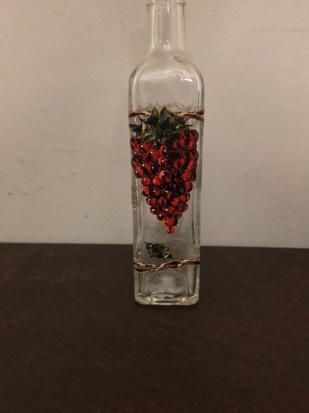 Decorative rectangular glass olive bottle